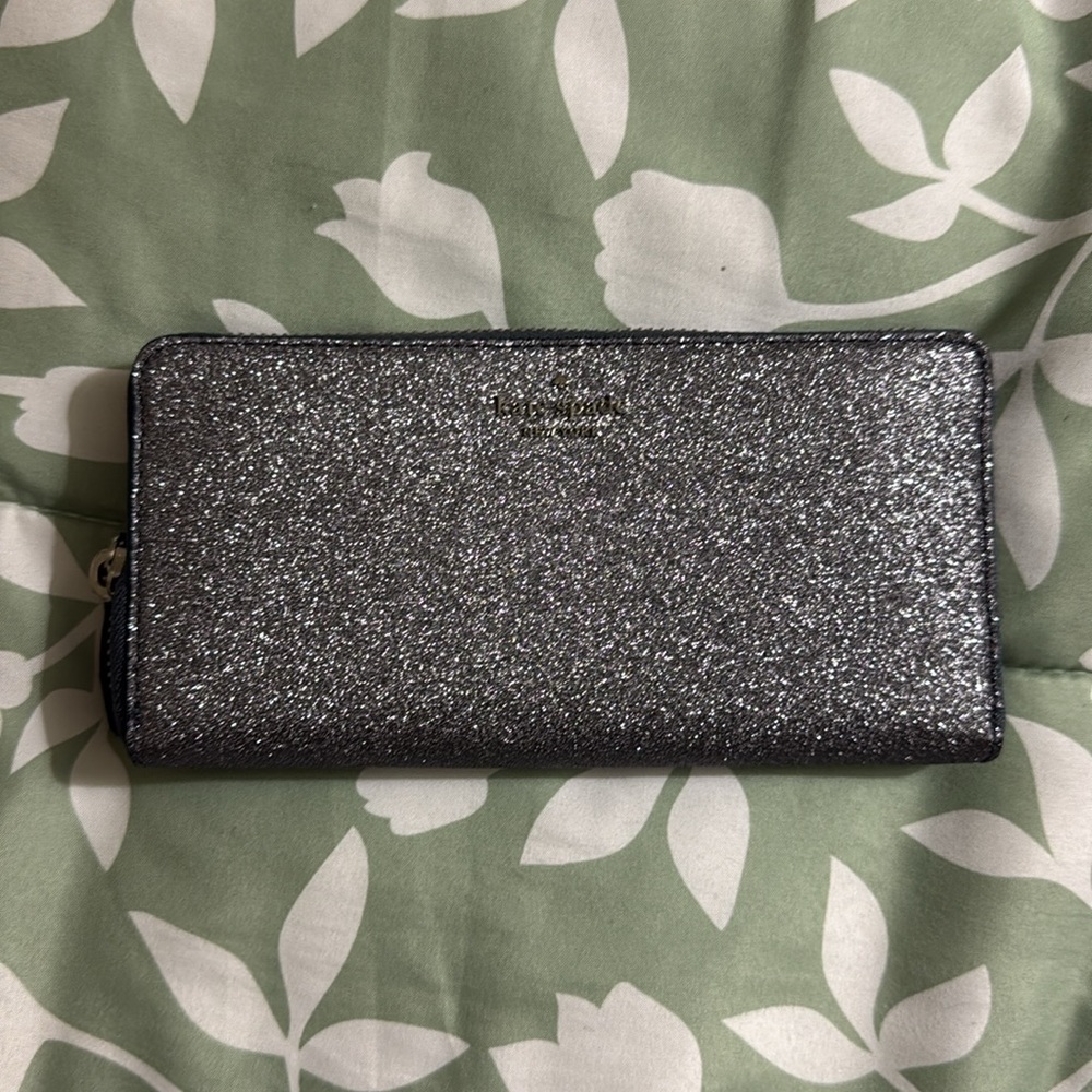 Kate Spade Blue glitter wallet EUC!